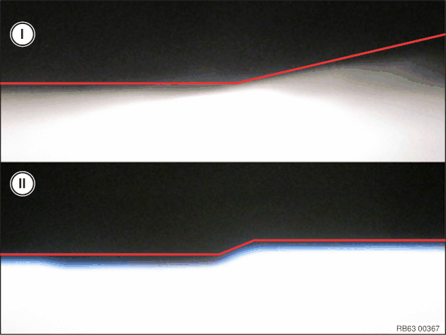 63 10 ... Light patterns from different low-beam headlight types