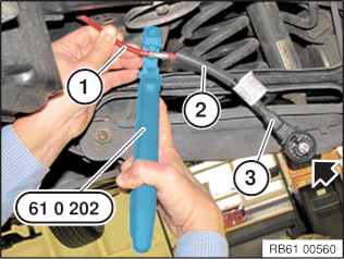 61 11 ... Install the repair cable for the positive battery cable VVT