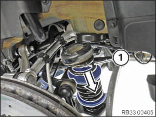 Removing and installing / replacing rear left or right coil spring