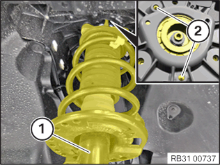 Removing and installing/replacing coil spring for front left or front