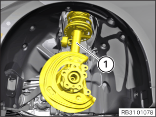 Replacing front left or right spring strut (Adaptive chassis and
