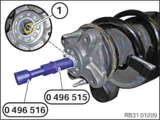 Replacing front left or right spring strut (Adaptive chassis and