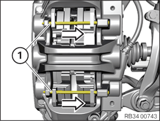 Removing and installing/renewing brake pads on both front disc brakes