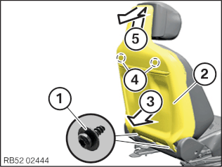 Removing and installing rear panel on front seat backrest, left or right