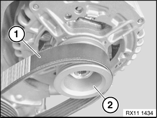 11 28 012 Replacing drive belt (without A/C system)